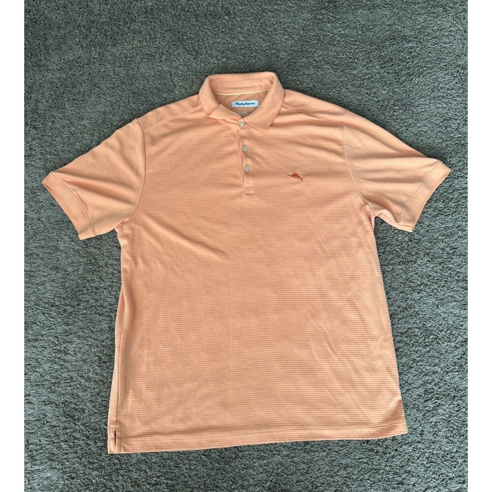 Tommy Bahama Mens Polo Shirt Island Zone Size L Light Orange